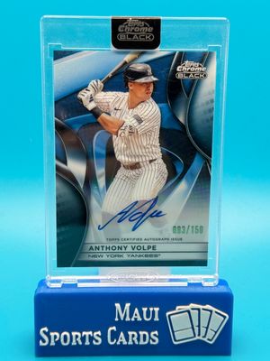 2025 Topps Chrome Black Blue 093/150 Anthony Volpe #CBA-AV Auto