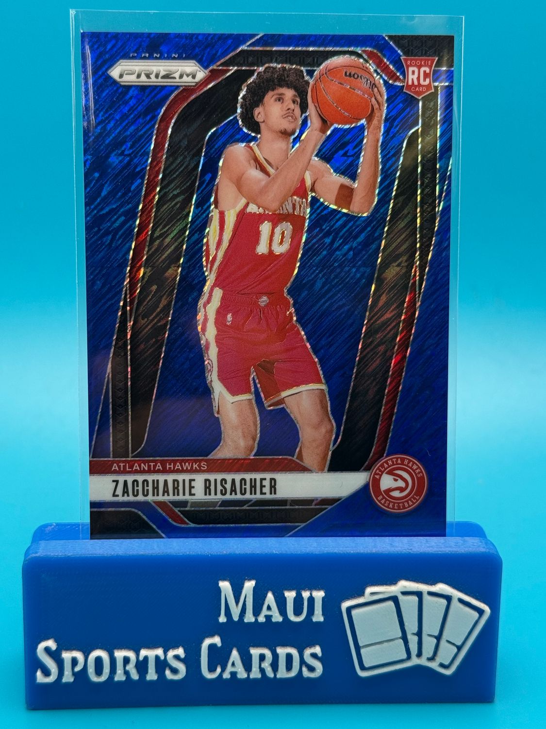 2024-25 Prizm Blue Shimmer 10/35 Zaccharie Risacher #265