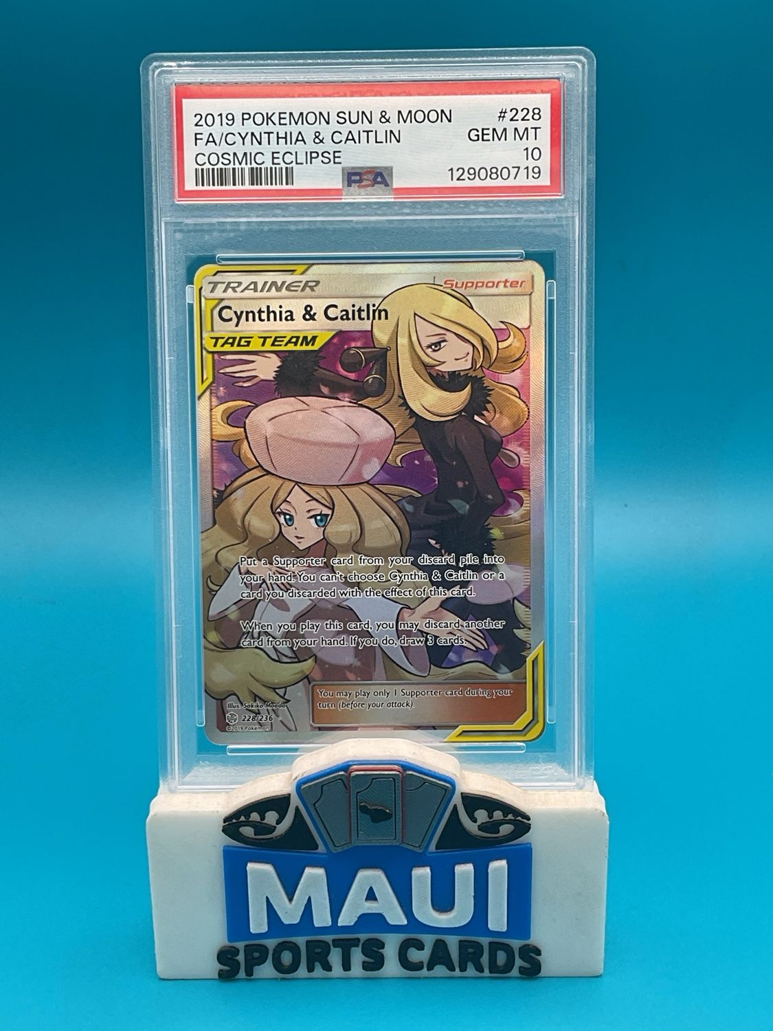 Pokemon Cynthia &amp; Caitlin Tag Team #228 PSA 10
