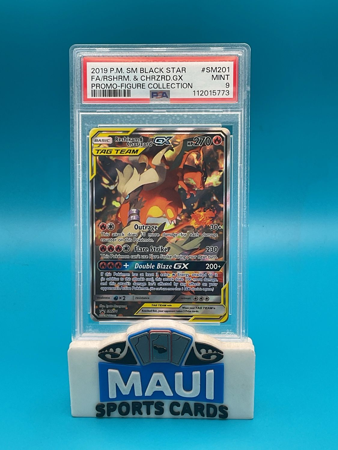 Pokemon Reshiram &amp; Charizard GX Tag Team #SM201 PSA 9