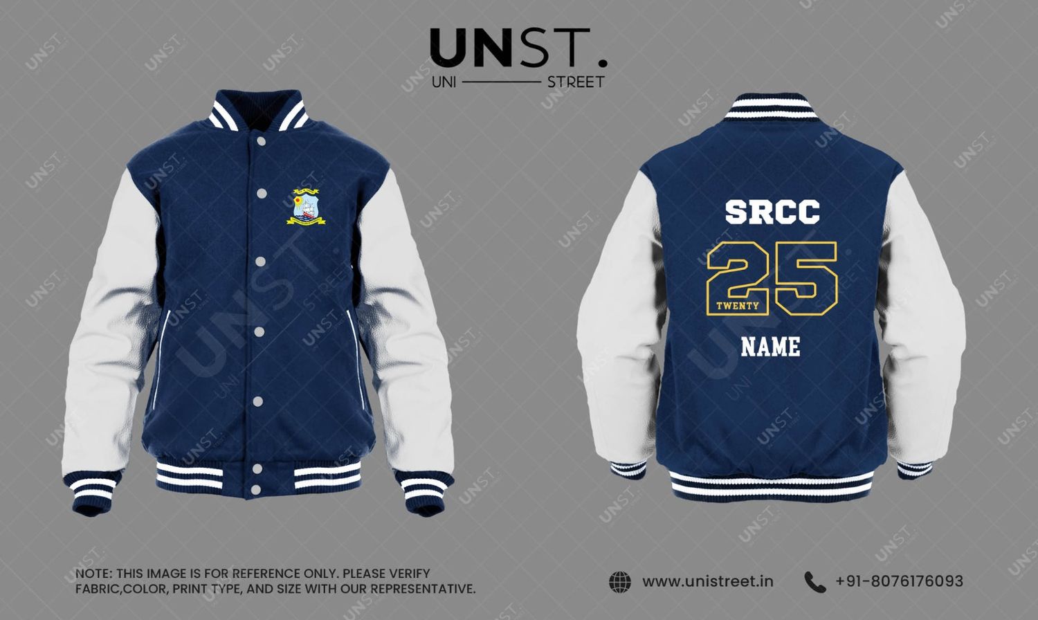 SRCC Navy Blue-White Varsity Jacket