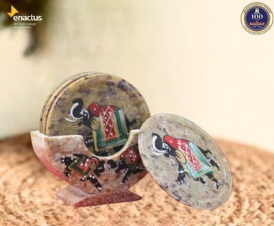 Elephant Painted Coaster- Gaurahari Enactus SRCC