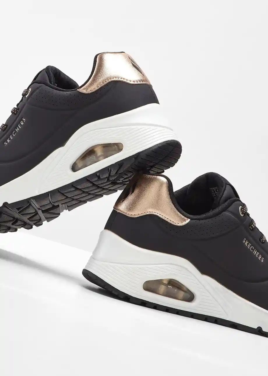 skechers air uno black gold