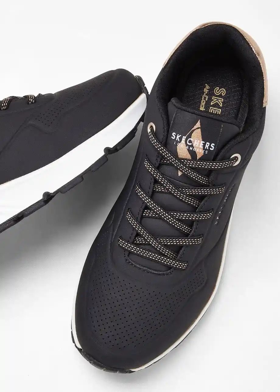 skechers air uno black gold