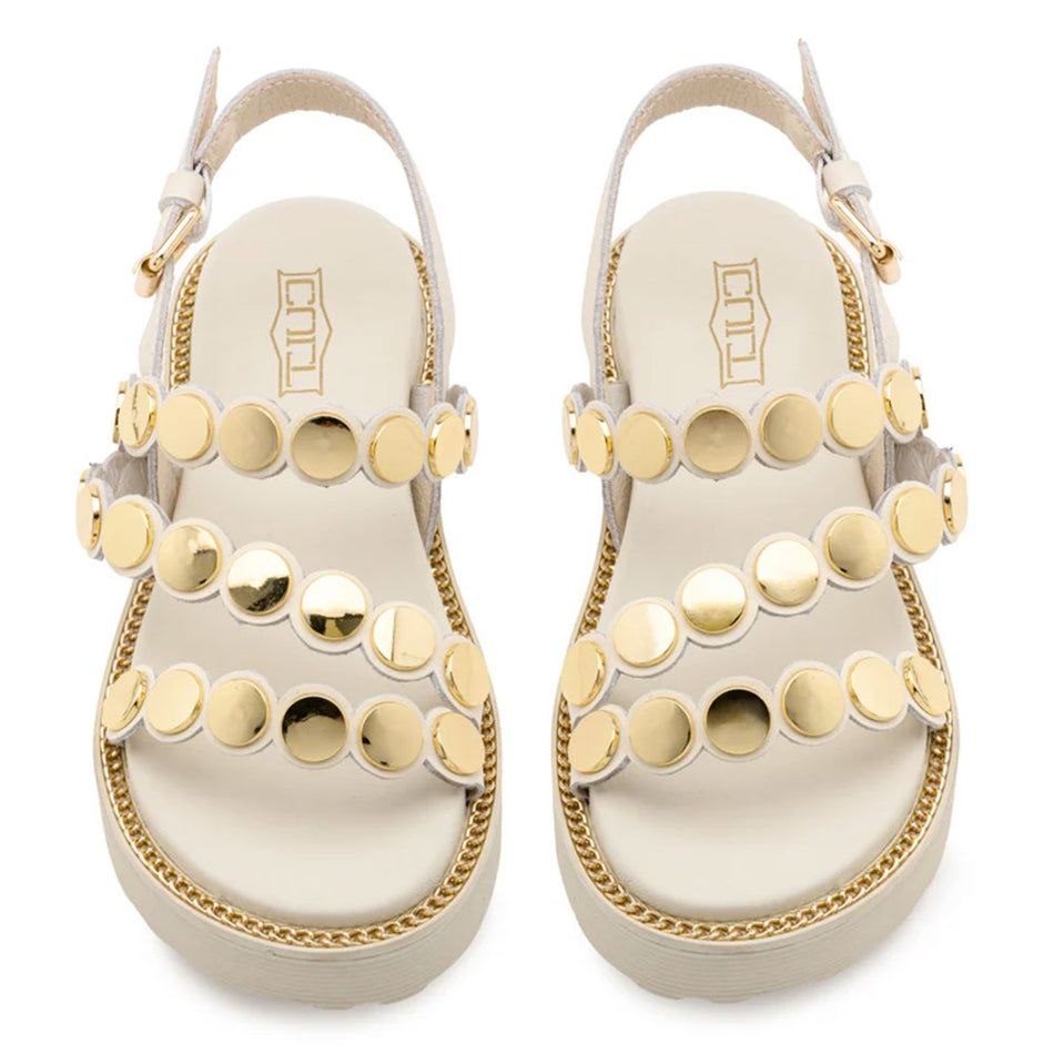 Cult sandalo bianco ziggy borchie piatte