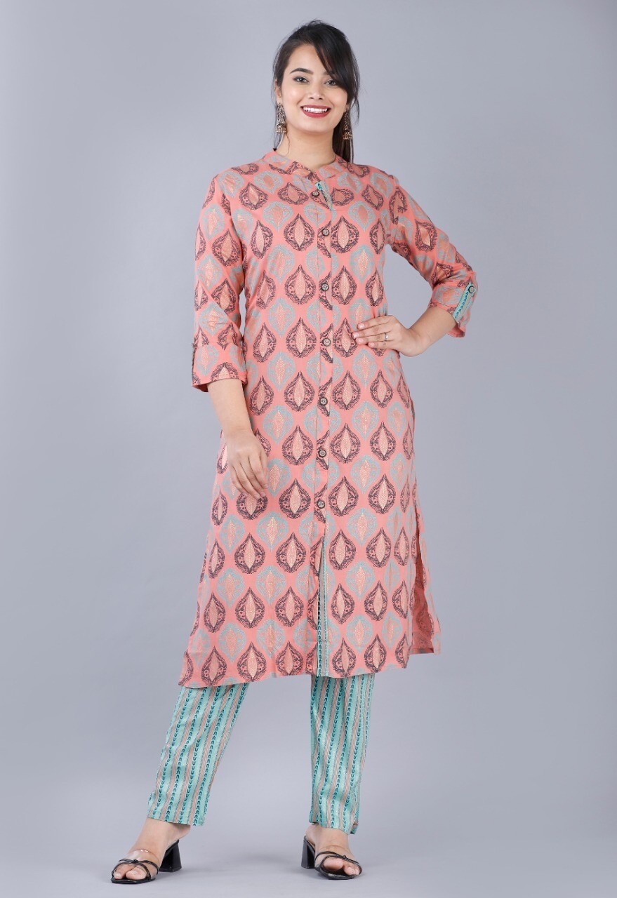 Printed Rayon  Kurti with Pants