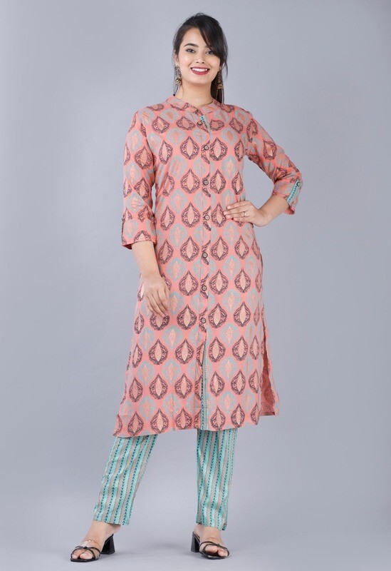Printed Rayon  Kurti with Pants