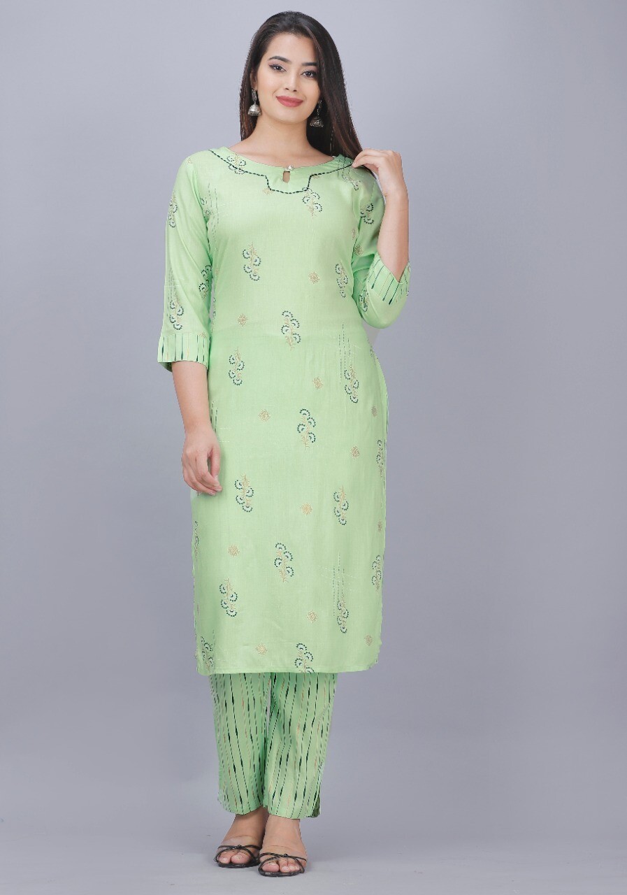 Printed Rayon Kurti With Pant