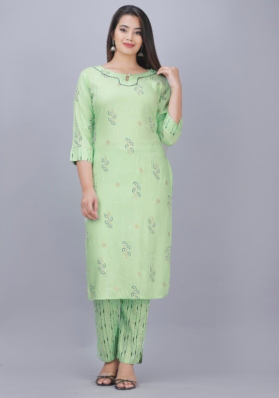 Printed Rayon Kurti With Pant
