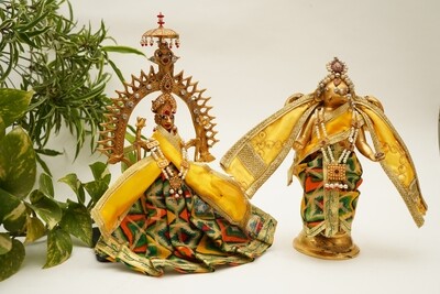 Multicolored Lehenga-Choli &amp; Dhoti Set [Customise this design for your Radha Krishna idols]
Free Delivery Available
