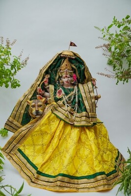 Yellow-Green Lehenga Choli for Durga Maa 
[Free Delivery Available]