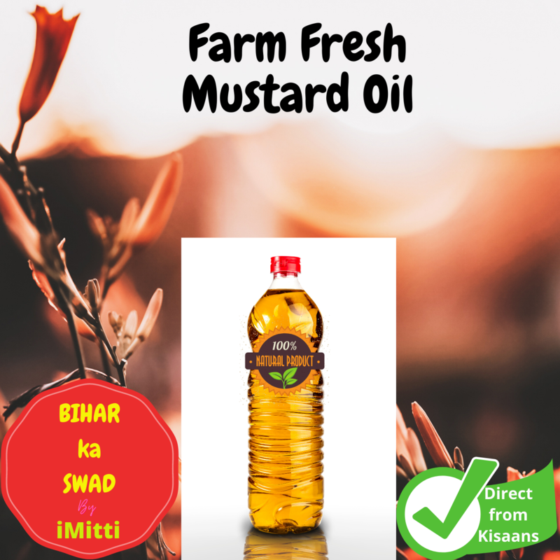 Organic Desi Yellow Sarso ka Tel from Bihar Farm (Cold Wood-pressed Mustard Oil)