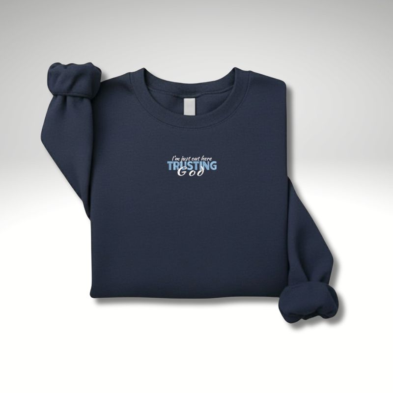 Trusting God Embroidery - Sample Crewneck Navy