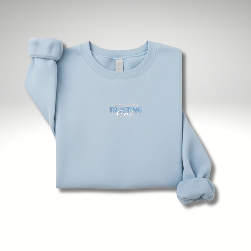 Trusting God Embroidery - Sample Crewneck Light Blue