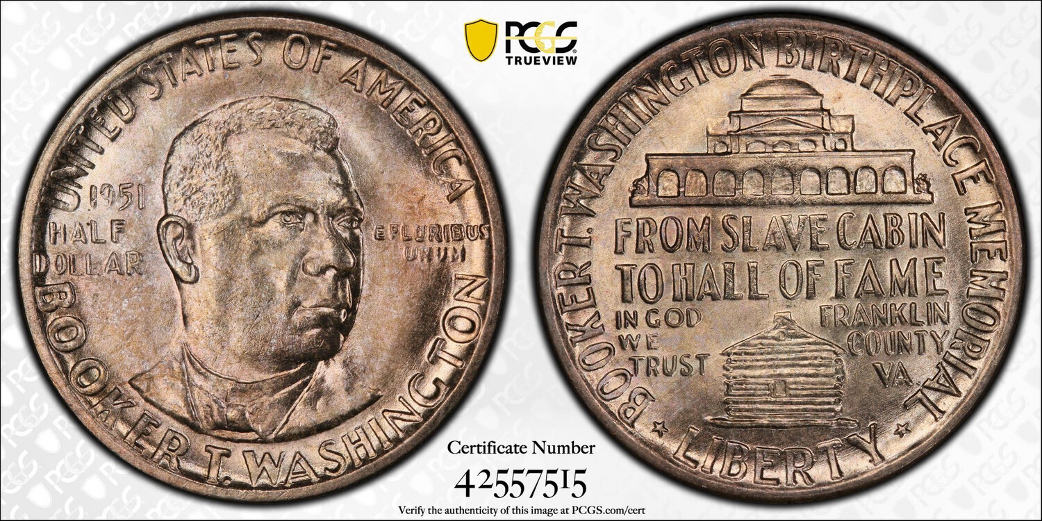 1951 Booker T. Washington 50¢ Commem Coin · PCGS MS66