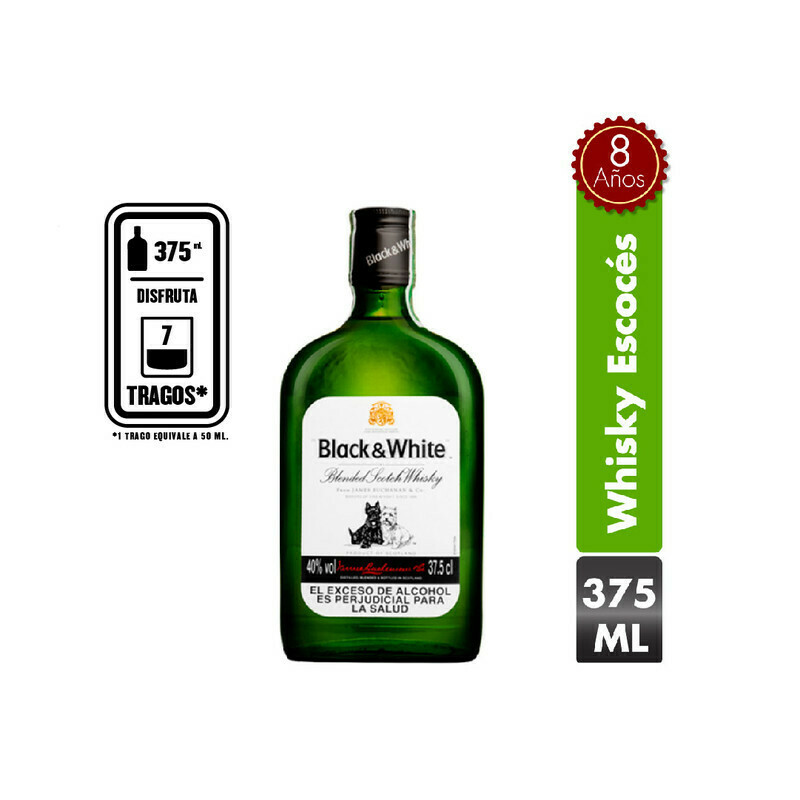 WHISKY BLACK AND WHITE X 375 ML