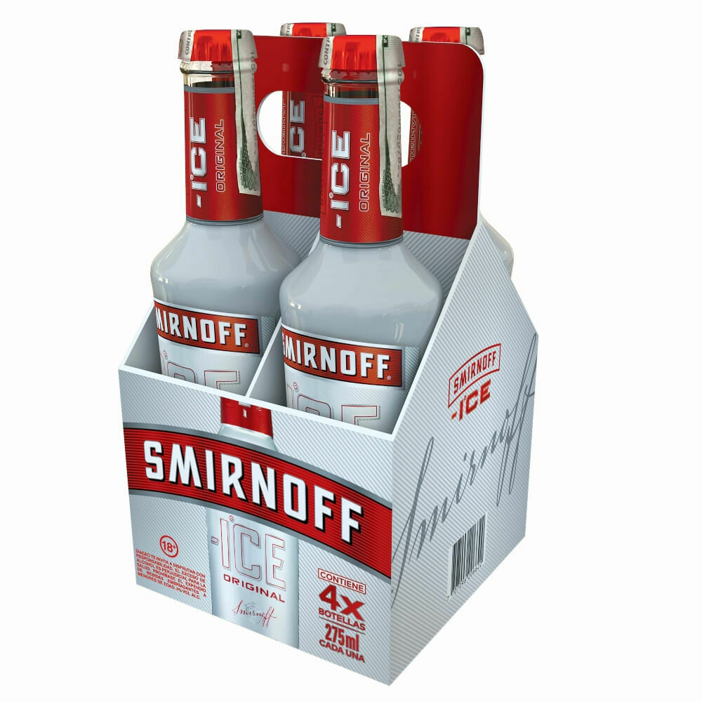 SMIRNOFF ICE RED BOTELLA X 275 ML X 4 UNIDADES