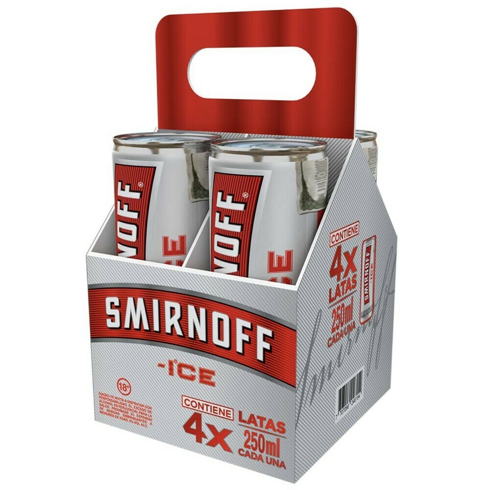 SMIRNOFF ICE RED LATA X 250 ML X 4 UNIDADES