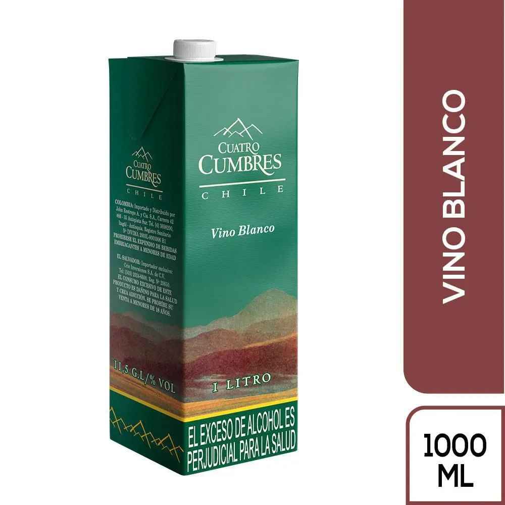 VINO TETRA CUATRO CUMBRES BLANCO X 1000 ML