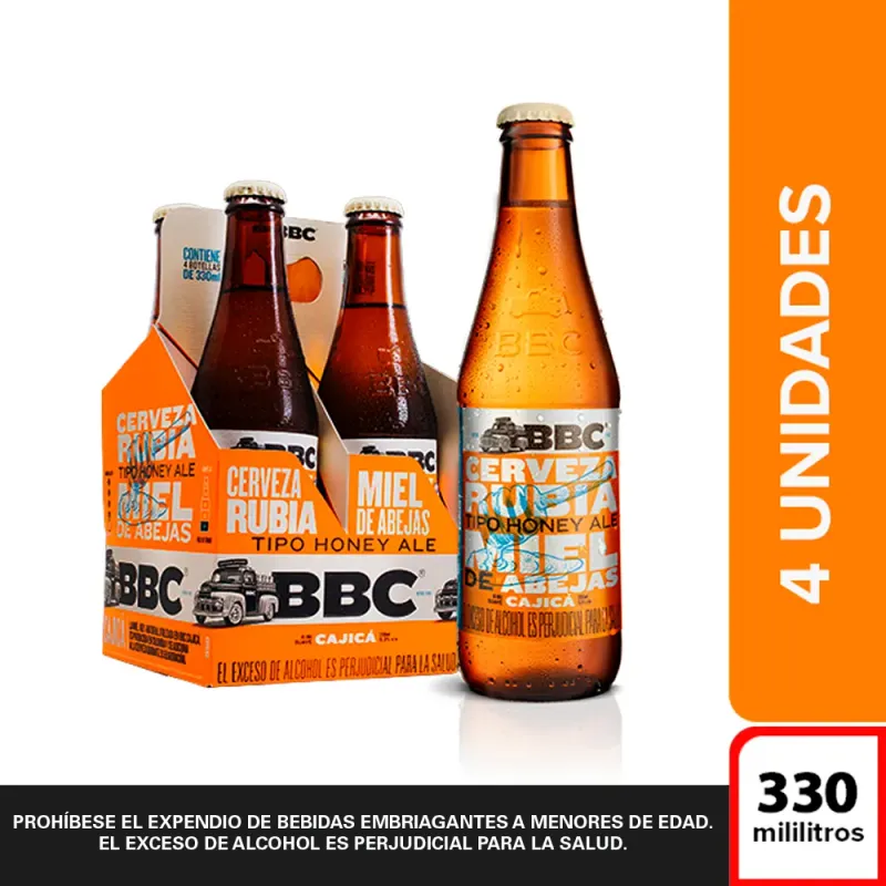 CERVEZA BBC CAJICA X 330ML X 4 UNIDADES