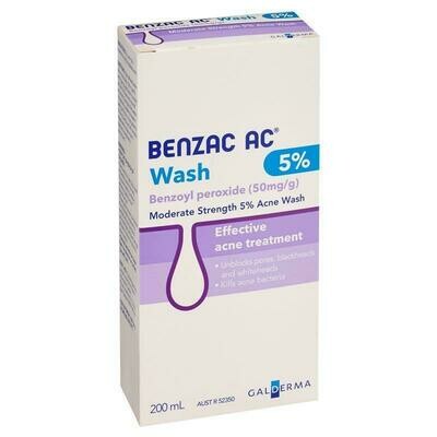 BENZAC AC WASH BENZOYL PEROXIDE 5% 200ML- OzHealthExperts