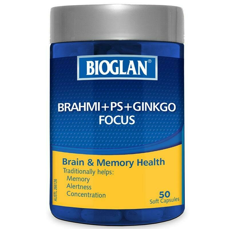 Bioglan Brahmi + PS + Ginkgo Focus 50 Capsules ozhealthexperts