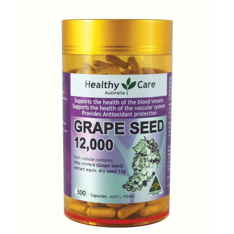 Healthy Care Grape Seed Extract 12000 Gold Jar 300 Capsules OzHealthExperts