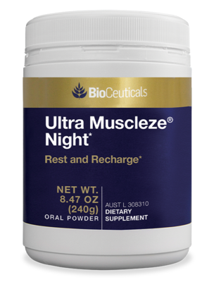 Bioceuticals Ultra Muscleze Magnesium powder night time 240 g ozhealthexperts