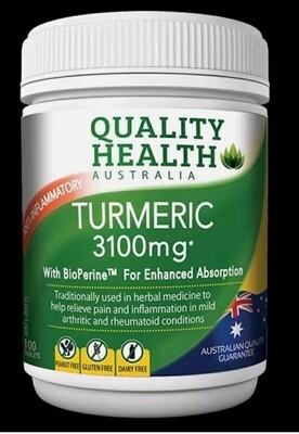 2 × Quality Health Turmeric 3100mg 100 Capsules- OzHealthExperts