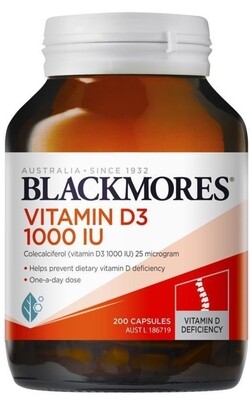 Blackmores Vitamin D3 1000IU 200 Capsules - OzHealthExperts