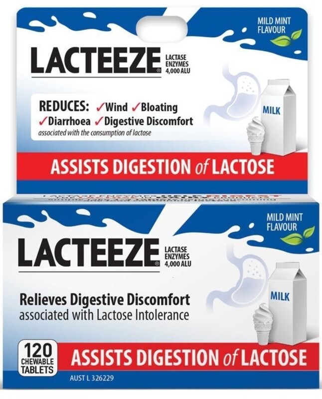 Lacteeze Extra Strength 120 Tablets for Lactose intolerance Free express postage OzHealthExperts