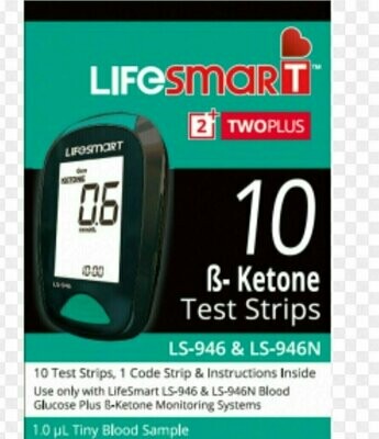 LifeSmart 2TwoPlus Ketone Test Strips 10 Plus Meter