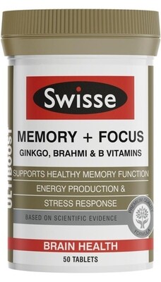 Swisse Ultiboost Memory + Focus 50 Tablets OzHealthExperts
