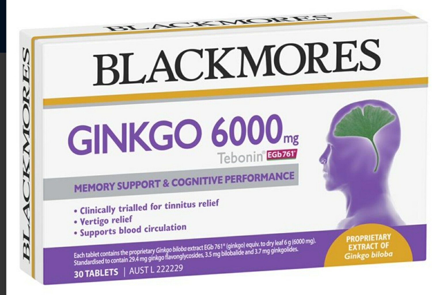 Blackmores Ginko 6000MG Tebonin Tablets 30  OzHealthExperts