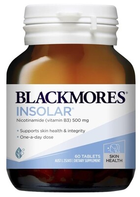 BLACKMORES INSOLAR 60 TABLETS HIGH DOSE VITAMIN B3 SKIN HEALTH OzHealthExperts