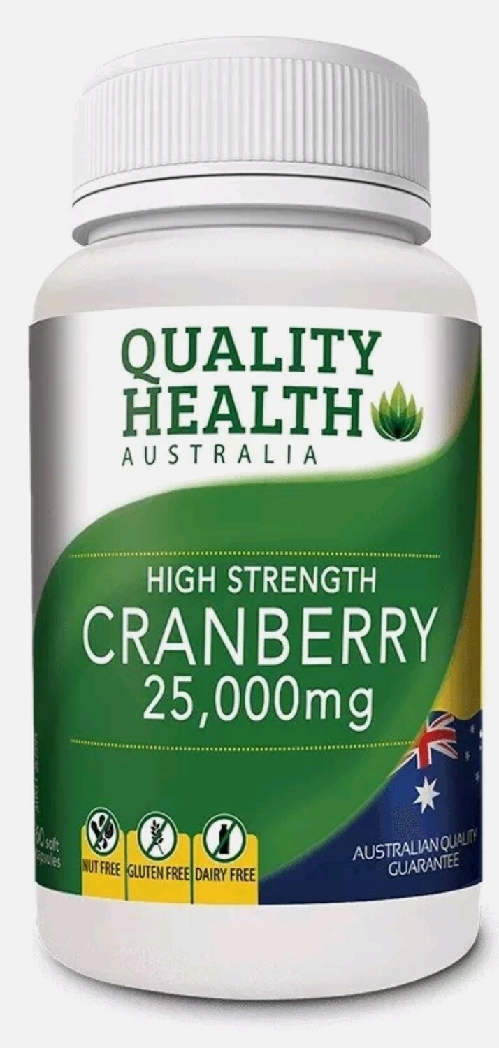 Quality Health - High Strength Cranberry 25,000mg 60 Capsules ozhealthexperts
