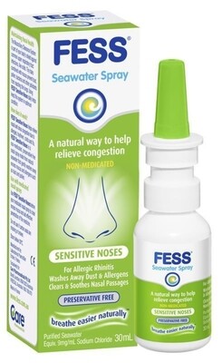 2 × Fess Sensitive Noses Saline Nasal Spray 30ml ozhealthexperts