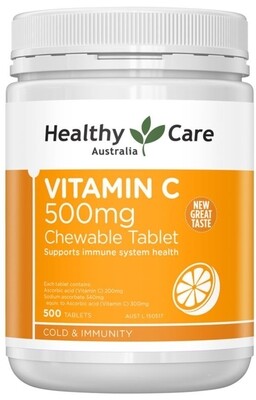 Healthy Care Vitamin C 500mg Chewable 500 Tablets ozhealthexperts