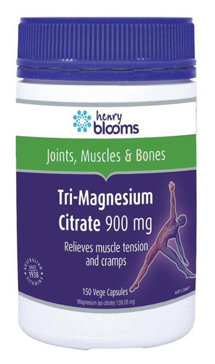 Henry Blooms Tri-Magnesium Citrate 900mg 150 Capsules Bulk Pack ozhealthexperts