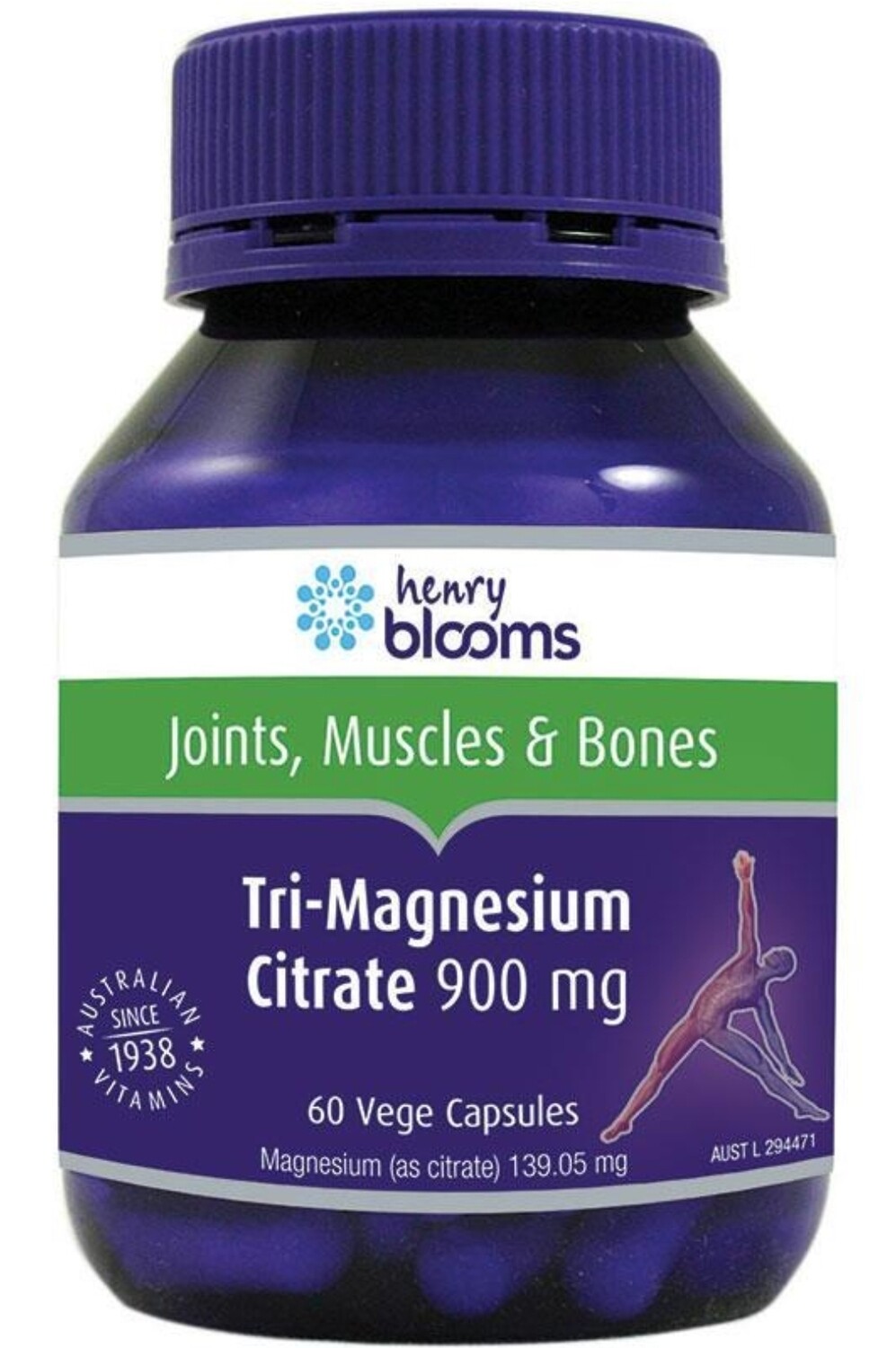 Henry Blooms Tri-Magnesium Citrate 900mg 60 Capsules ozhealthexperts 