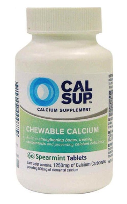 Cal Sup 500mg Spearmint 60 Tablets Chewable Calcium ozhealthexperts