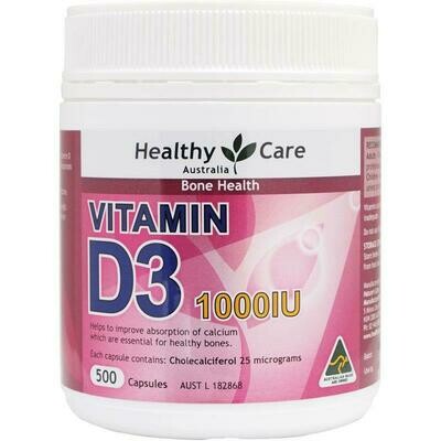Healthy Care Vitamin D3 1000IU 500 caps  best value pack