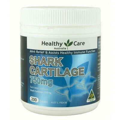 HEALTHY CARE SHARK CARTILAGE 750MG, 200 TABLETS FOR JOINT PAIN - OzHealthExperts