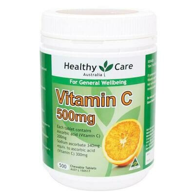 Healthy Care Vitamin C 500mg 500 chewable tabs fight cold & flu OzHealthExperts
