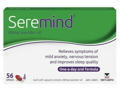 2 × Seremind 56 Capsules 80mg Lavender Oil Mild Anxiety Sleeplessness Relief Silexan  ozhealthexperts