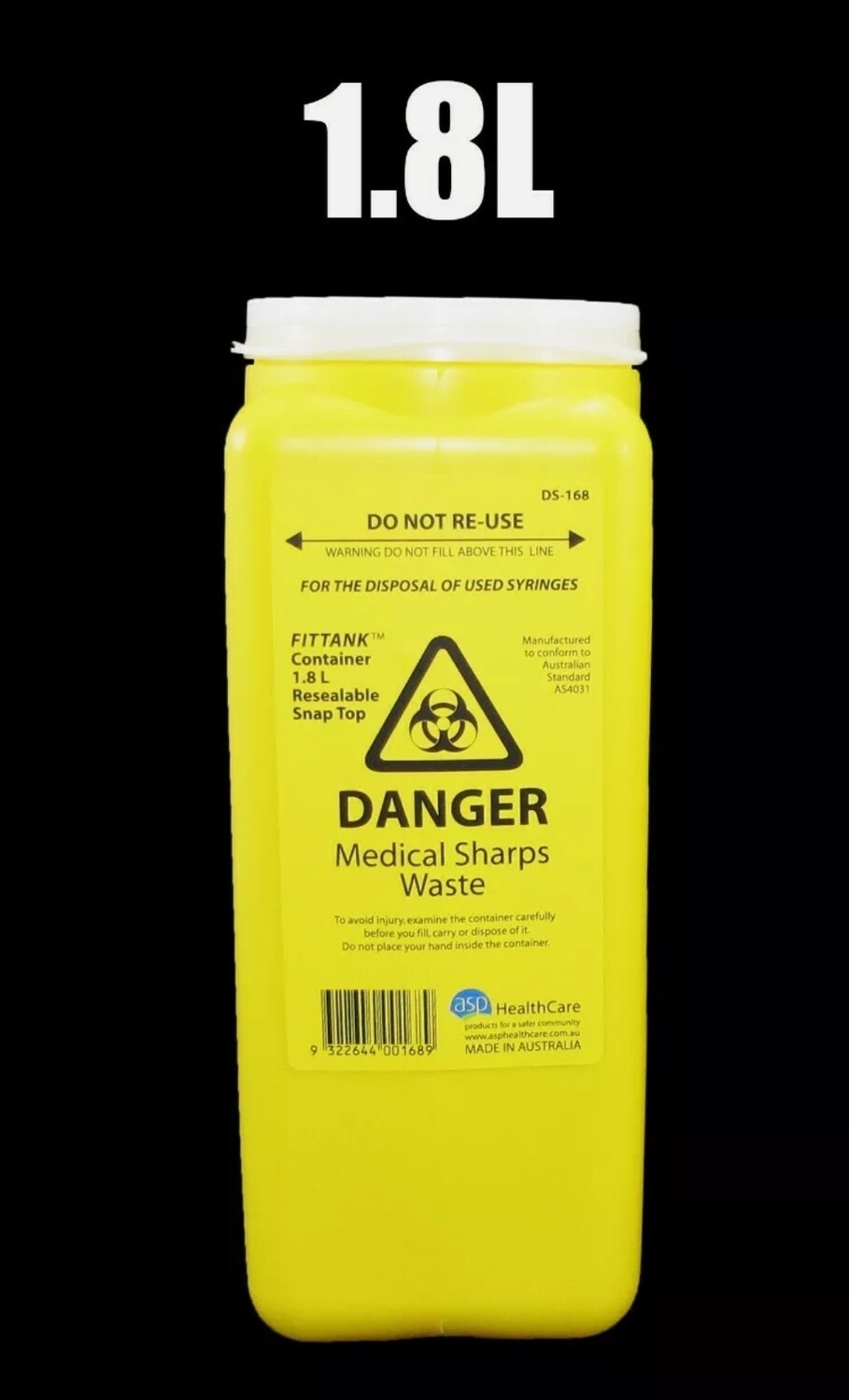 Sharps Container Bin 1.8L Containers Needle / Syringe Waste ozhealthexperts