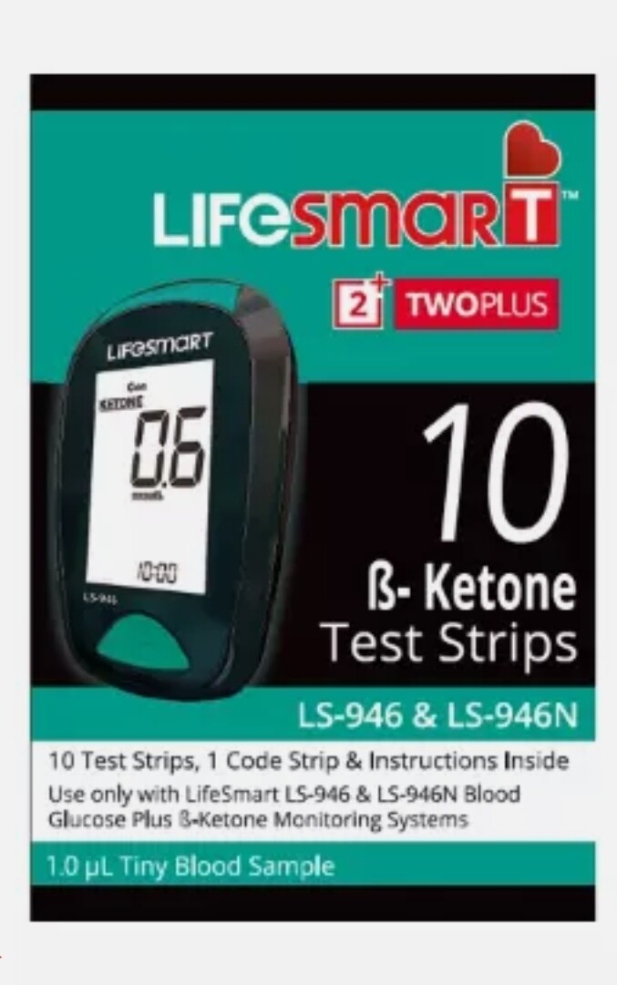LifeSmart 2TwoPlus Blood Ketone Test Strips LS-946 & LS-946N 10 Tests ozhealthexperts