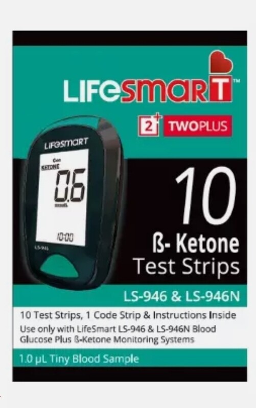 LifeSmart 2TwoPlus Blood Ketone Test Strips LS-946 & LS-946N 10 Tests ozhealthexperts
