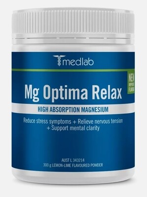 Medlab Mg Optima Relax 300g Lemon Lime Supports Natural Metabolic ozhealthexperts
