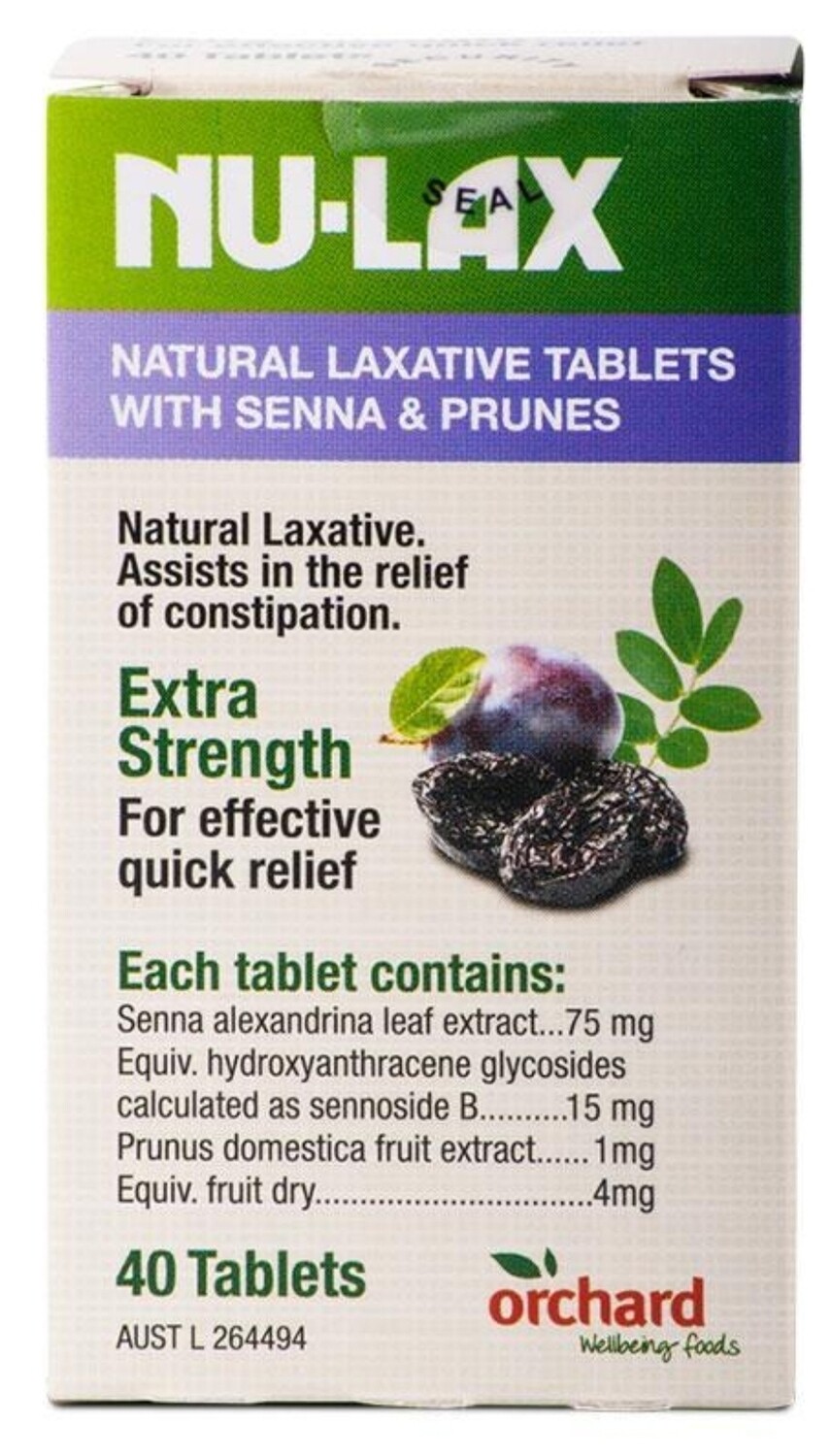 Nulax Natural Laxative Tablets with Senna and Prunes 40 Tablets ozhealthexperts